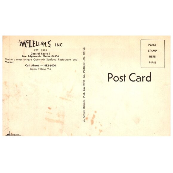 Postcard Chrome era Mclellan's Inc est 1973 Coastal Route 1 Edgecomb Maine - Picture 2 of 2